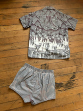 Load image into Gallery viewer, vintage 1950s novelty sailboat cabana set shirt and shorts
