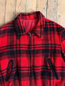 vintage 1950s red wool plaid Ricky cropped jacket