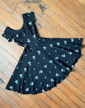 Load image into Gallery viewer, vintage 1950s black sun dress with embroidered flowers {xs}