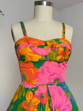 Load image into Gallery viewer, vintage 1960s pink floral Hawaiian sun dress {s-m}