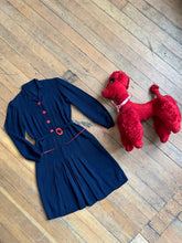 Load image into Gallery viewer, vintage 1930s navy dress {s/m}
