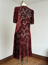 Load image into Gallery viewer, vintage 1930s sheer devoré velvet dress {m}