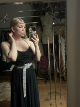 Load image into Gallery viewer, vintage 1970s black jersey dress {xs-m}