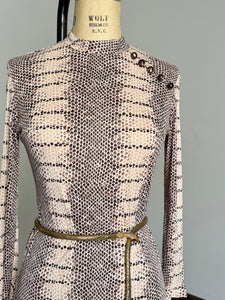 vintage 1960s snakeskin pant set tunic mini dress and pant set {xs}