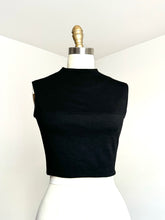 Load image into Gallery viewer, vintage 1960s black wool crop top {xs/s}