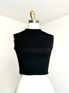 vintage 1960s black wool crop top {xs/s}