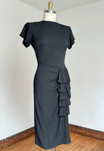 Load image into Gallery viewer, vintage 1940s black rayon dress {m}