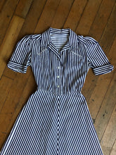Load image into Gallery viewer, vintage 1930s blue striped dress {s}