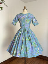 Load image into Gallery viewer, RARE vintage 1950s Marc Chagall novelty Evening Enchantment cotton dress {xs}