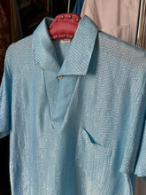 Load image into Gallery viewer, vintage 1950s blue lurex shirt