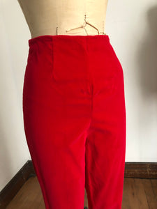 vintage 1950s red velvet pants {s}