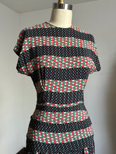 Load image into Gallery viewer, vintage 1940s rayon abstract print dress {xs}