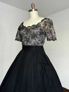 vintage 1950s lace top party dress {m}