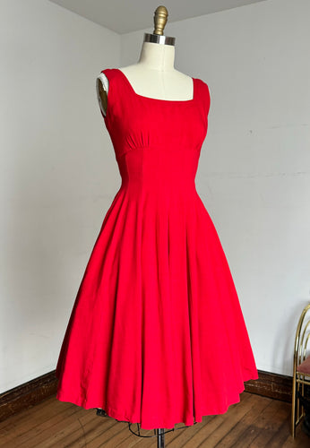 vintage 1950s red Jonathan Logan pinafore dress {xs}