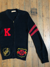 Load image into Gallery viewer, vintage 1940s sports knit zip up letterman sweater