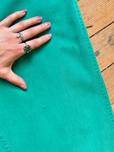 Load image into Gallery viewer, vintage 1950s green side zip denim jeans {xs/s}