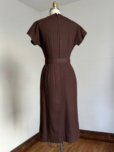 vintage 1950s brown wool dress {xs}