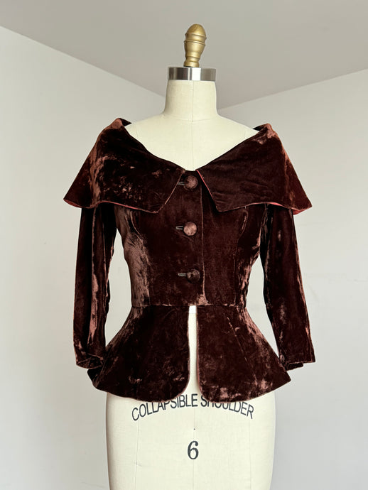 vintage 1950s velvet New Look blouse {xs}