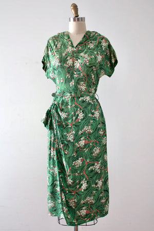 vintage 1940s green rayon dress