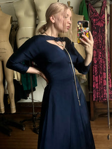 vintage 1950s navy evening dress {s}