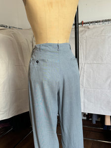 vintage 1950s blue rayon slacks 32" waist