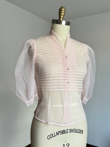 vintage 1950s sheer pink blouse {xs/s}