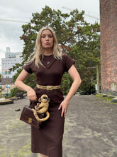 Load image into Gallery viewer, vintage 1950s brown wool dress {xs}