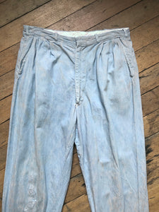 vintage 1950s chambray chinos pants 33.5"W