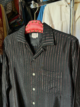 Load image into Gallery viewer, vintage 1950s BLACK &amp; red striped long sleeve shirt - loop collar