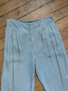 vintage 1950s blue rayon slacks 32" waist