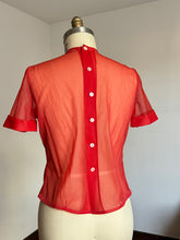 Load image into Gallery viewer, vintage 1950s sheer red blouse {L}