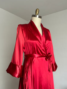 vintage 1940s liquid satin dressing gown robe {m}