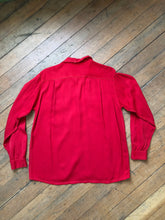 Load image into Gallery viewer, vintage 1950s red rayon long sleeve shirt