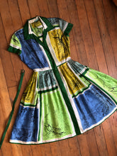 Load image into Gallery viewer, vintage 1950s silk novelty dress {s/m}