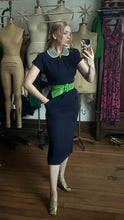 Load image into Gallery viewer, vintage 1940s navy dress {xs}