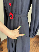 Load image into Gallery viewer, vintage 1930s navy dress {s/m}
