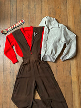 Load image into Gallery viewer, vintage 1940s brown wool overalls {xxs} JUNIORS