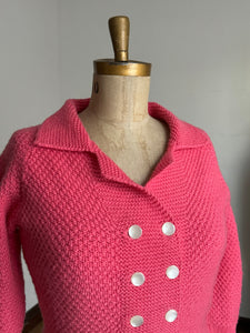 vintage 1950s pink knit cardigan {L+}