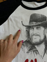 Load image into Gallery viewer, vintage 1984 Waylon Jennings raglan t shirt
