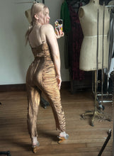 Load image into Gallery viewer, vintage 1980s Frederick’s of Hollywood gold jumpsuit {s}