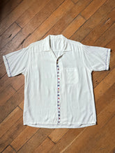 Load image into Gallery viewer, vintage 1950s rayon flag shirt - loop collar