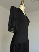 Load image into Gallery viewer, vintage 1940s black tassel dress {xs}