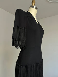 vintage 1940s black tassel dress {xs}