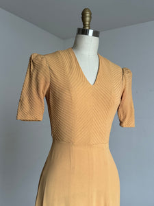 vintage 1930s mustard rayon dress {xs}