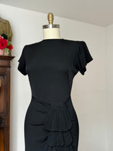 Load image into Gallery viewer, vintage 1940s black rayon dress {m}
