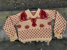 Load image into Gallery viewer, vintage 1940s novelty Moose head ski sweater