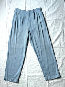 vintage 1950s blue rayon slacks 32" waist