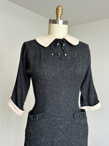 vintage 1950s flecked wool dress {s}