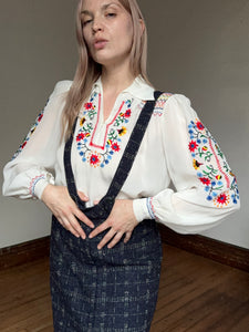 vintage 1940s embroidered folk blouse {m/l}