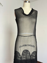 Load image into Gallery viewer, vintage 1930s black sheer silk lace dress {xs/s}